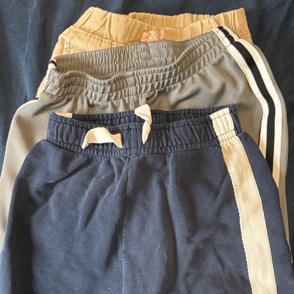 Kids Navy, Grey, and Tan Pull-On Athletic Shorts - 3 Lot set (24 months)